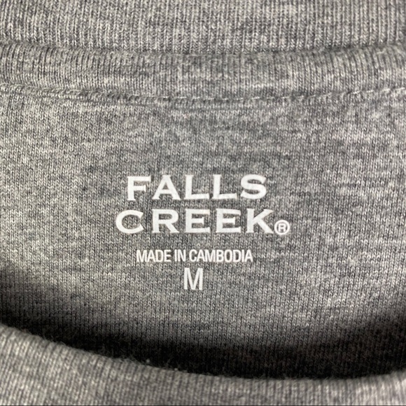 Falls Creek Striped Ribbed Shirt Men's Medium Gray Black Long Sleeve Pullover - Picture 2 of 8